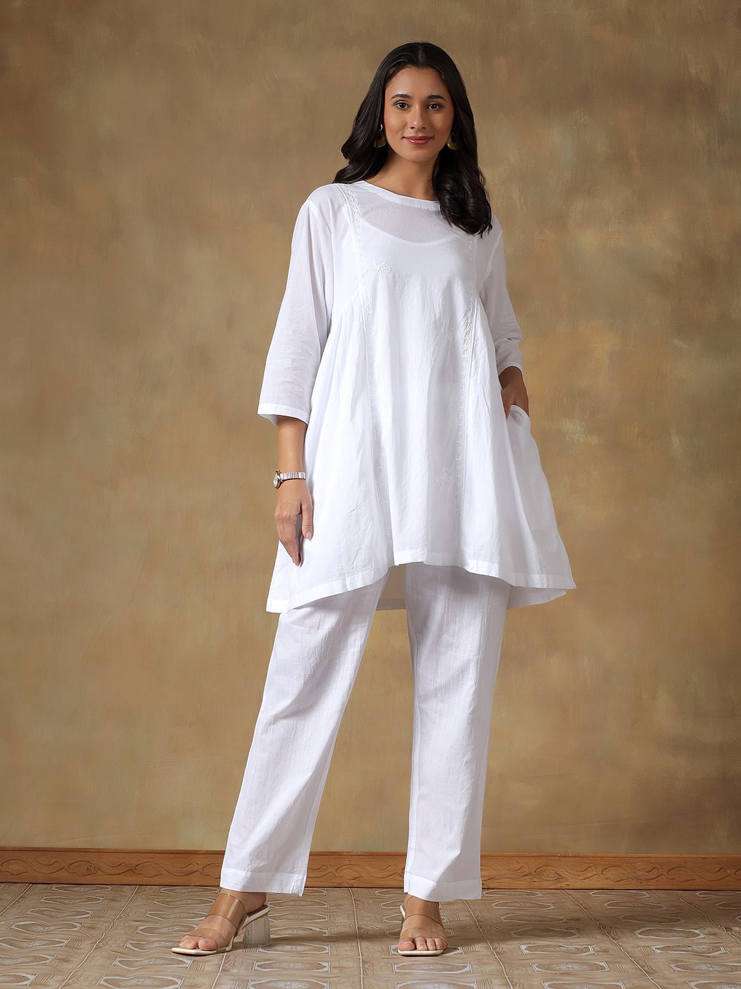 100% Cotton Chikankari Co - ord Set for Women – Womens Co - Ord Sets on Brown Living™. SKU: IH-W01. Img 4.