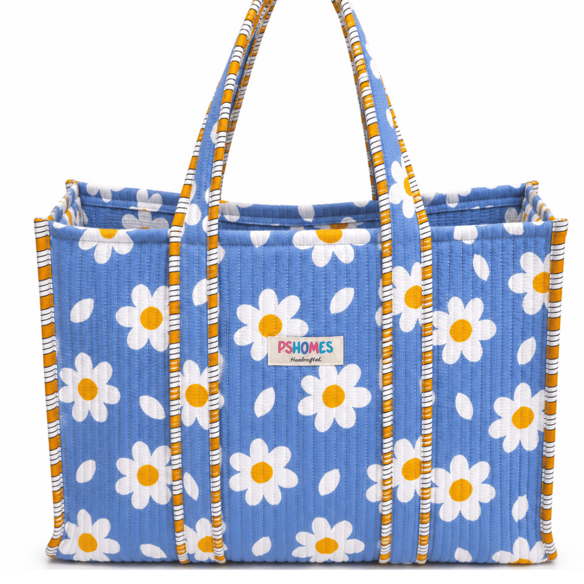 100% Cotton Hand Block Printed Tote Bag 16x14 Inches | Reusable Should – Tote Bag on Brown Living™. SKU: 14X16WHITEBLOCK. Img 3.