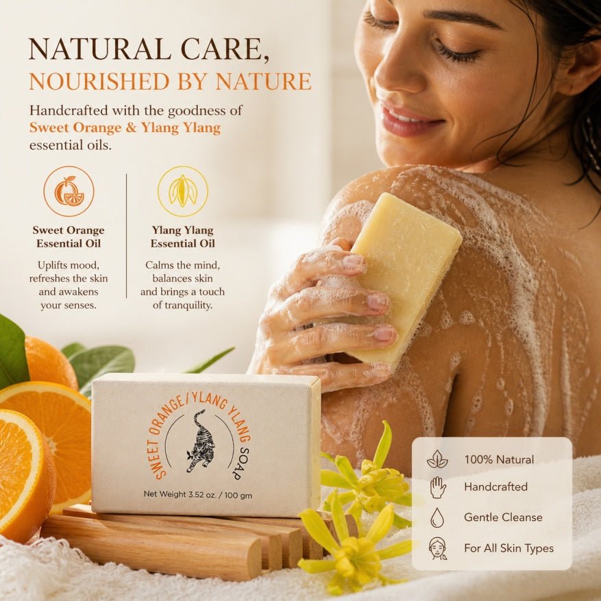 100% Natural Sweet Orange / Ylang Ylang Soap – Body Soap on Brown Living™. SKU: FFSOOY100G. Img 2.