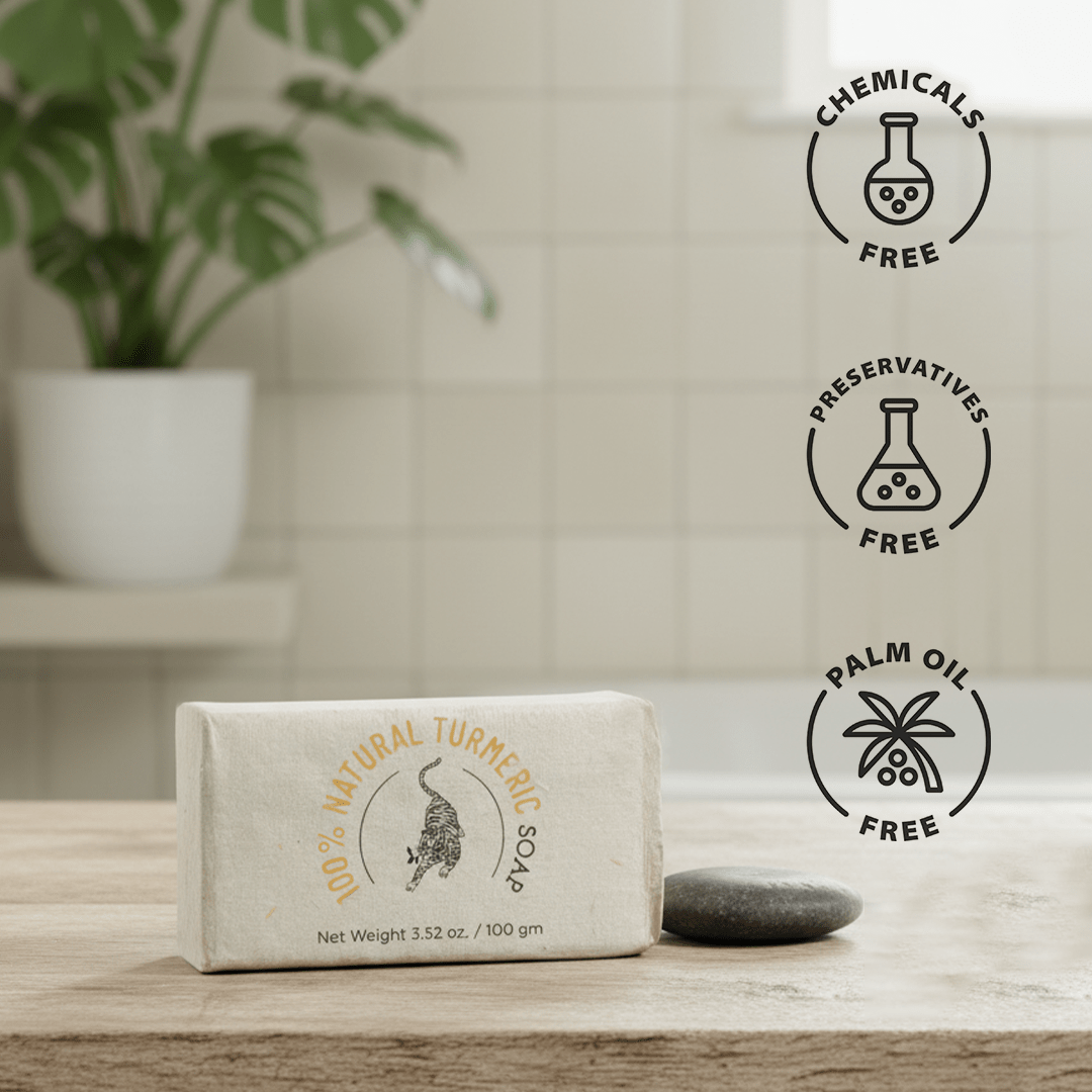 100% Natural Turmeric Soap | Handmade Anti - Acne & Brightening Bath Bar – Soap on Brown Living™. SKU: FFSOTU100G. Img 7.