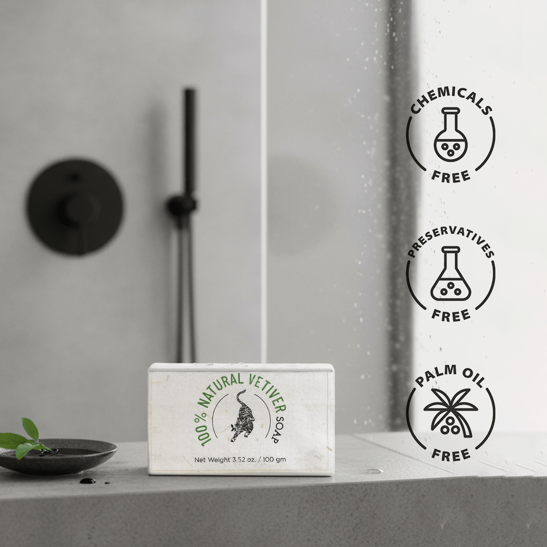 100% Natural Vetiver Soap | Handmade Bathing Bar – Body Soap on Brown Living™. SKU: FFSOVE100G. Img 6.