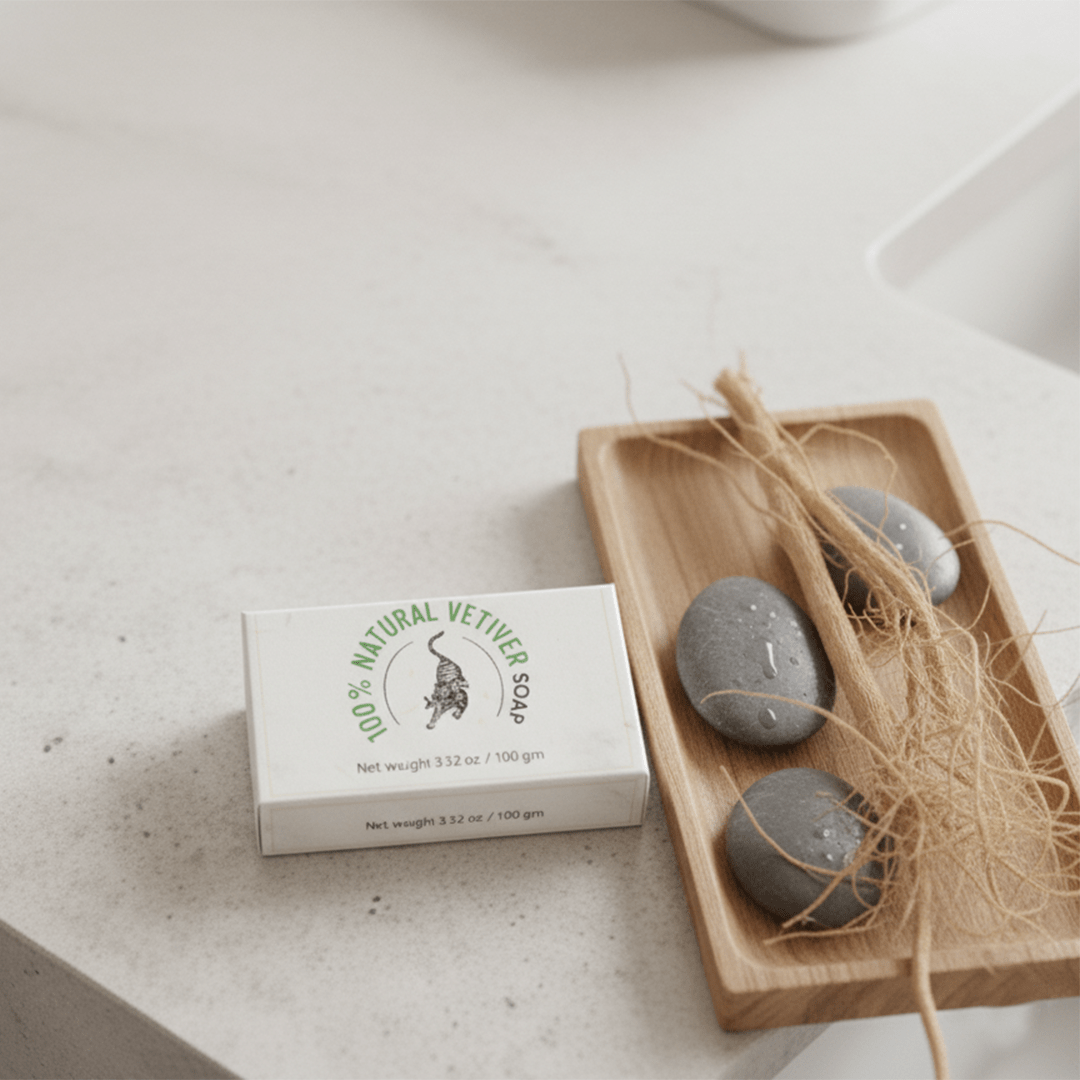 100% Natural Vetiver Soap | Handmade Bathing Bar – Soap on Brown Living™. SKU: FFSOVE100G. Img 2.