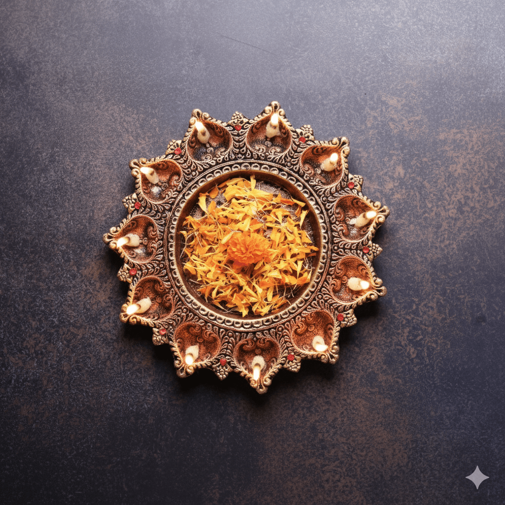 11 - Diya Platter Cum Urli – Festive Diwali Home Decor – Home Decor on Brown Living™. SKU: D4. Img 10.