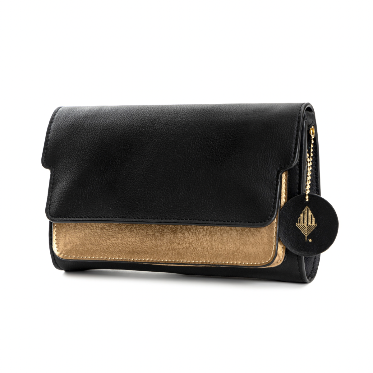 Fides (Black & Gold) | Women's bag made with Apple Leather
