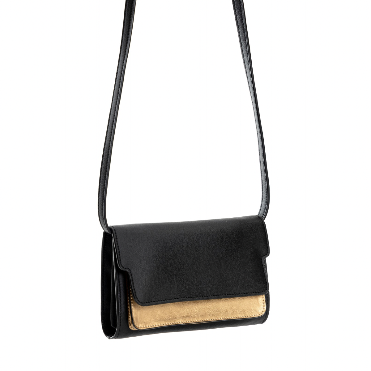 Fides (Black & Gold) | Women's bag made with Apple Leather
