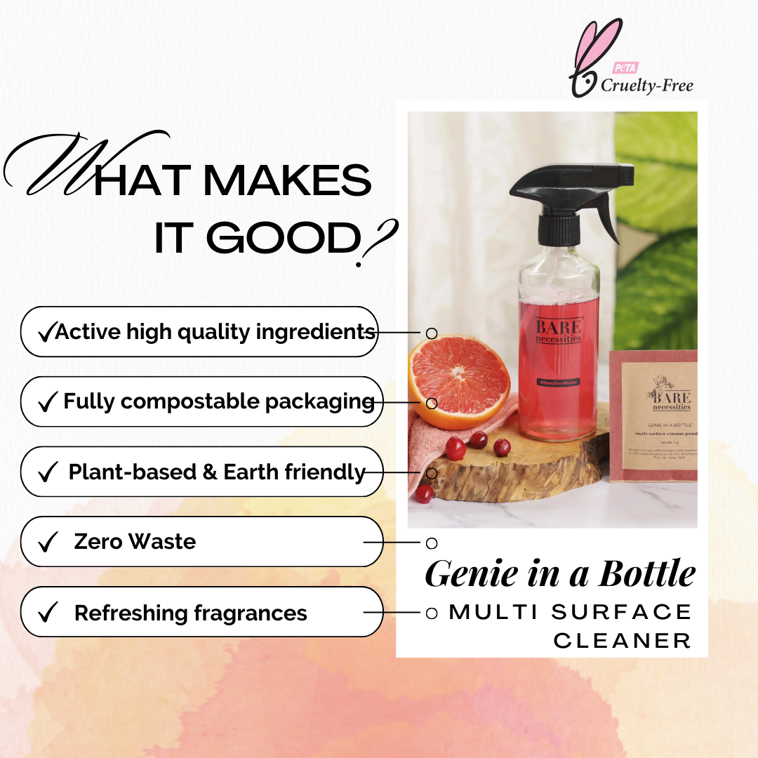 Powder to Liquid Multi Surface Cleaner | Natural Plant Based Herbal Non- Toxic Kids & Pet Friendly