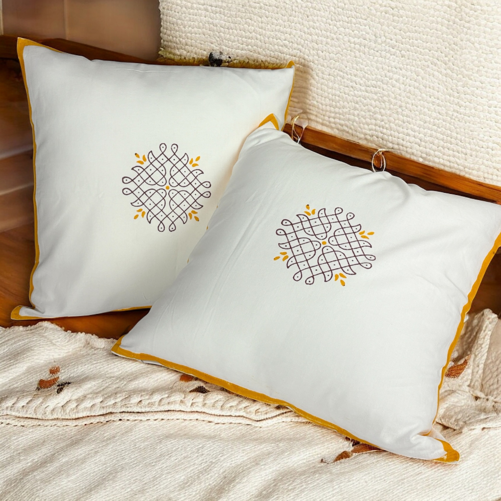 Yellow Chakra Cotton Cushion Covers Set of 2 – 24x24 inch