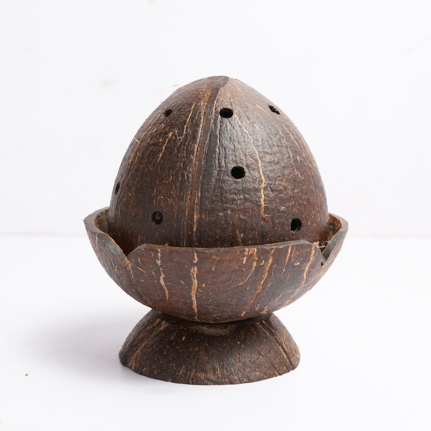 Coconut Shell Dhoop Batti Stand | Wooden Incense Holder (Set of 1)