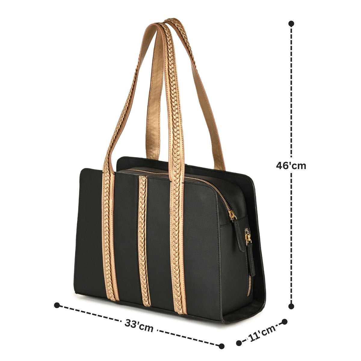 Gaia Vegan Leather Shoulder Bag (Black & Gold)
