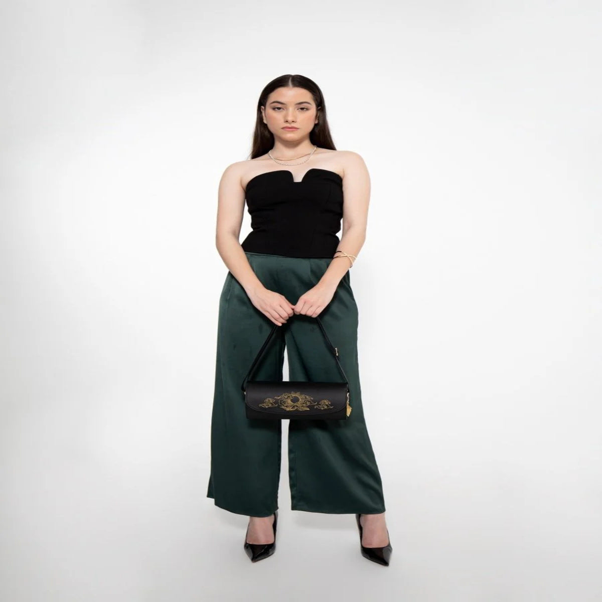Nyx- Black Apple Leather Handbag | Vegan Leather Designer Handbag
