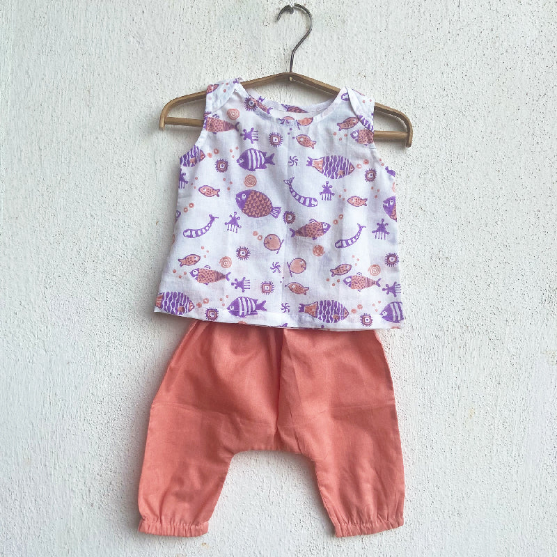 Kids Unisex Organic Cotton Koi Jhabla with Pants