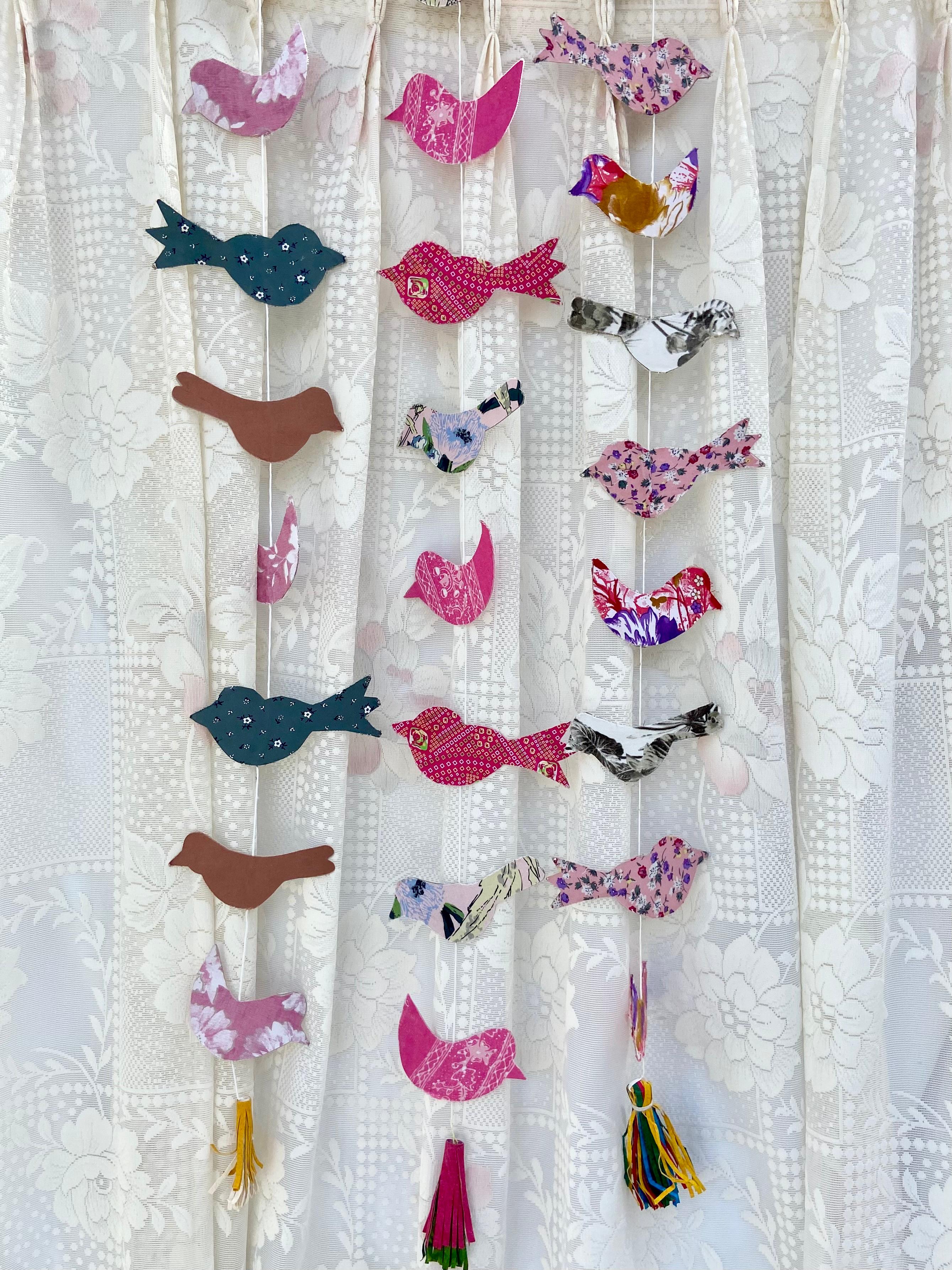 Vibrant Handmade Bird Cloth Dangler | Sustainable Patchwork Decor