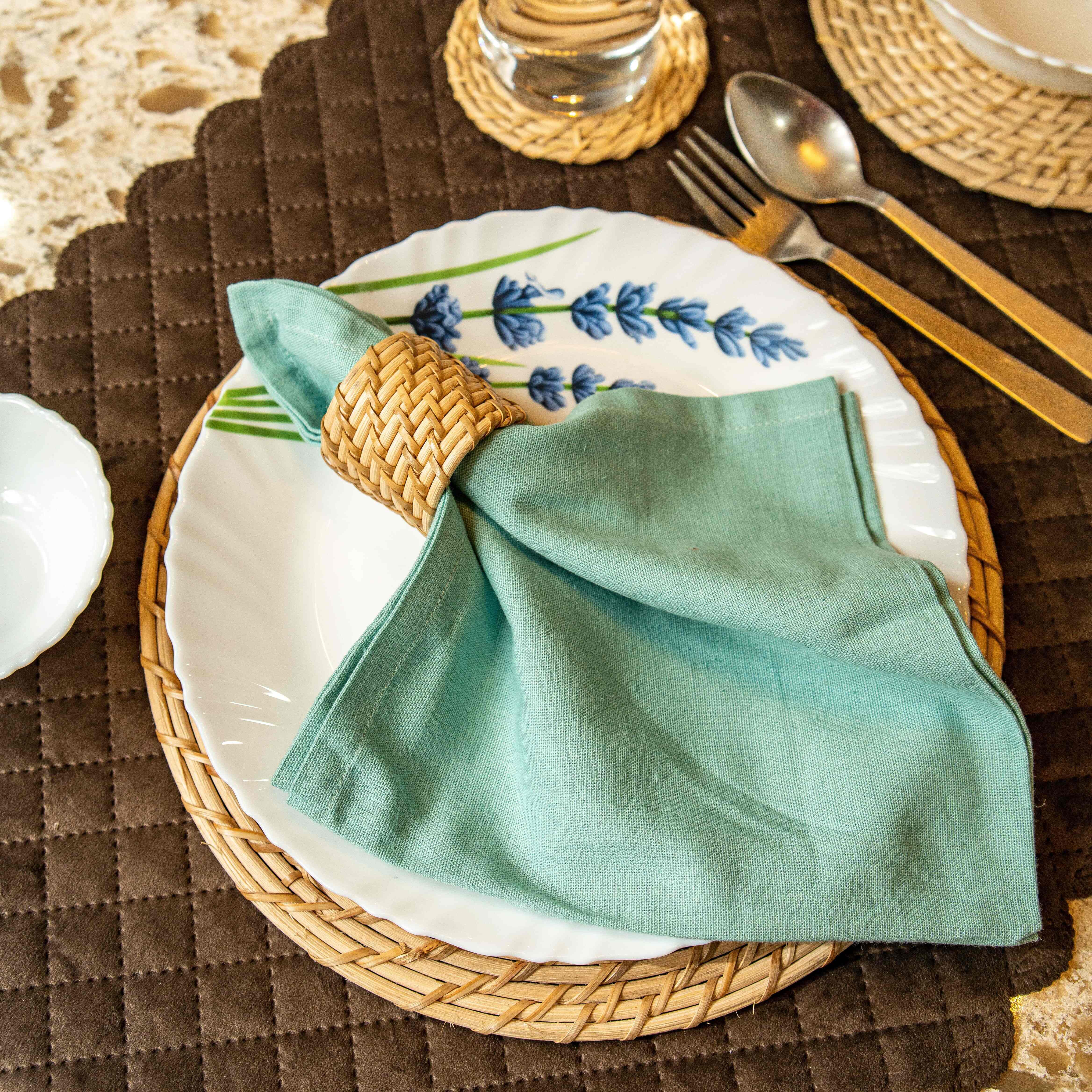 Handwoven Rattan Napkin Rings (Set of 6) | Rustic Table Setting