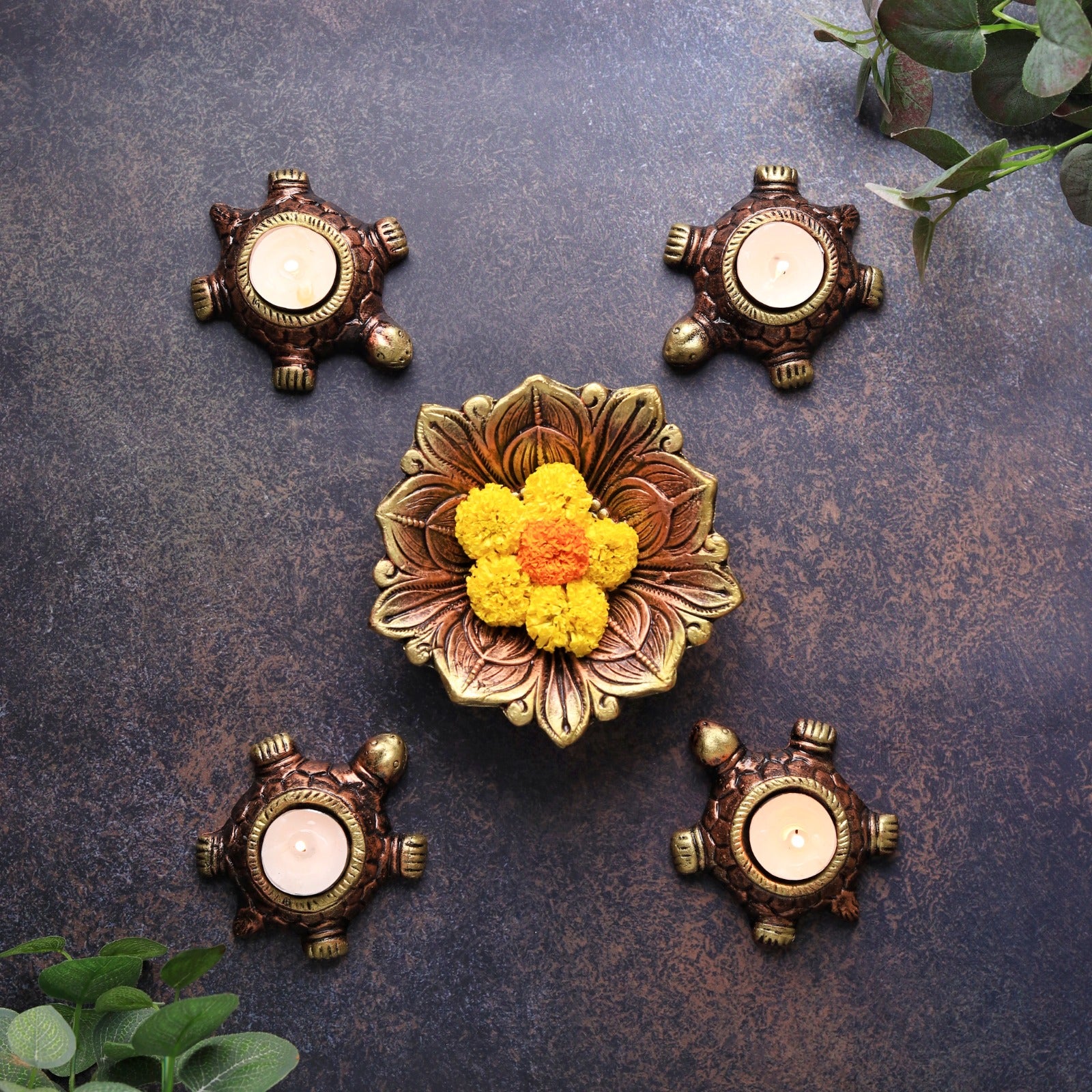 Tortoise T Light Set – Handmade Decorative Set