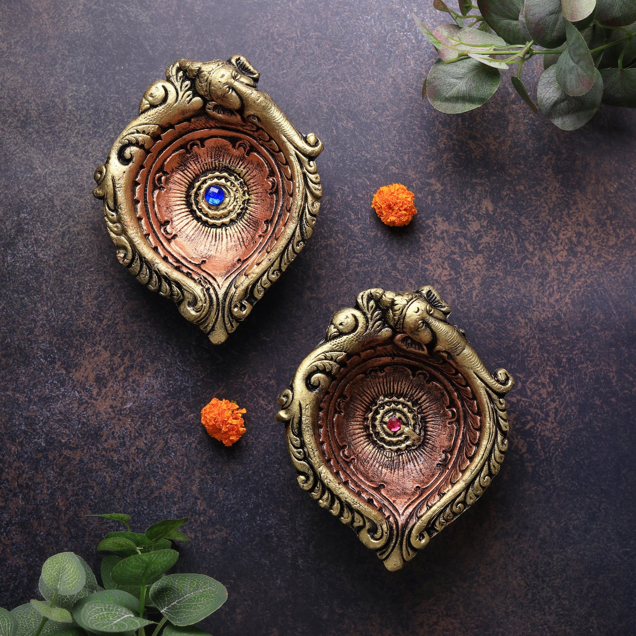 Large Elephant Diya Set – Decorative Festive Set