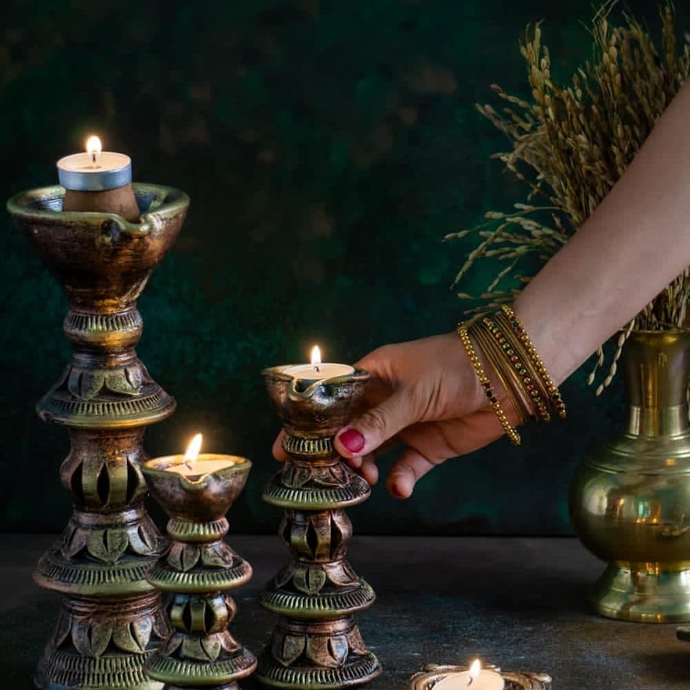Candle Stand Set – Handmade Festive Decor