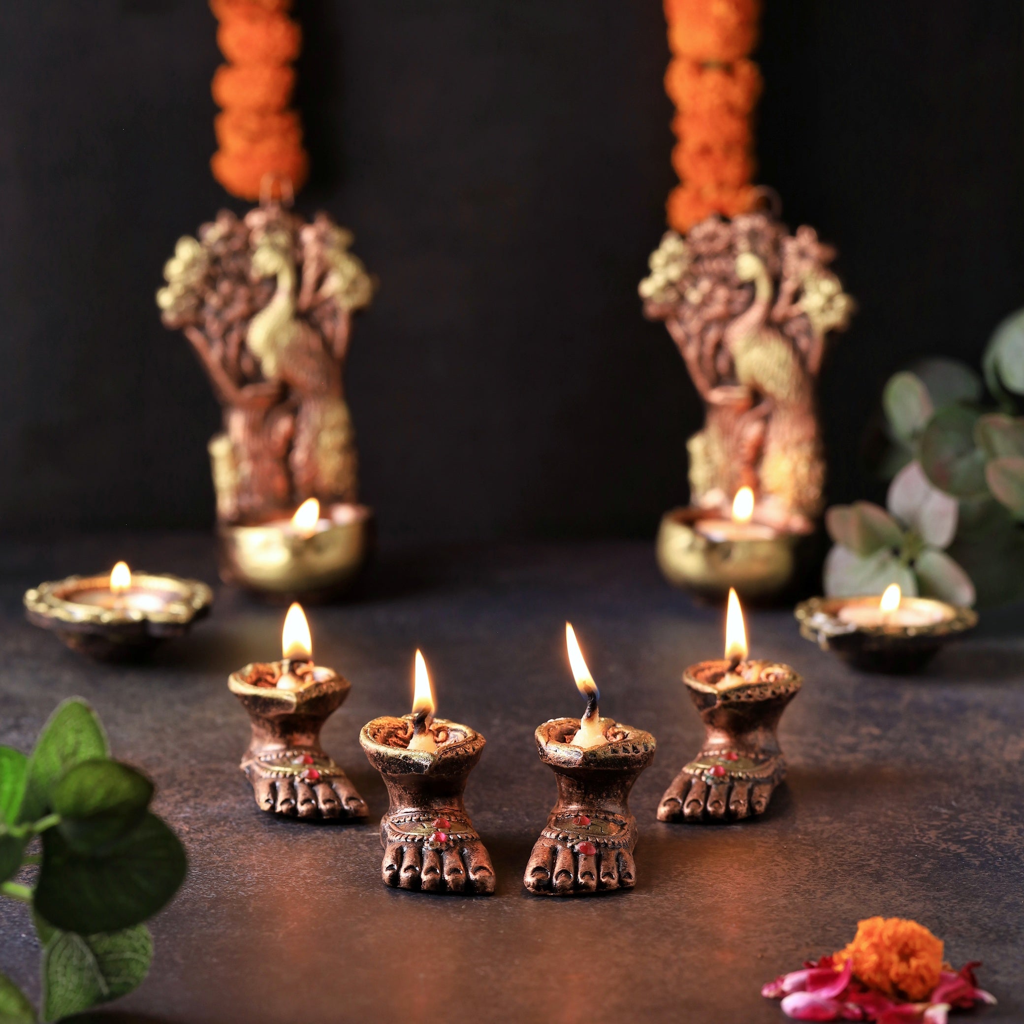 Charan Diya Set – Traditional Handmade Decor