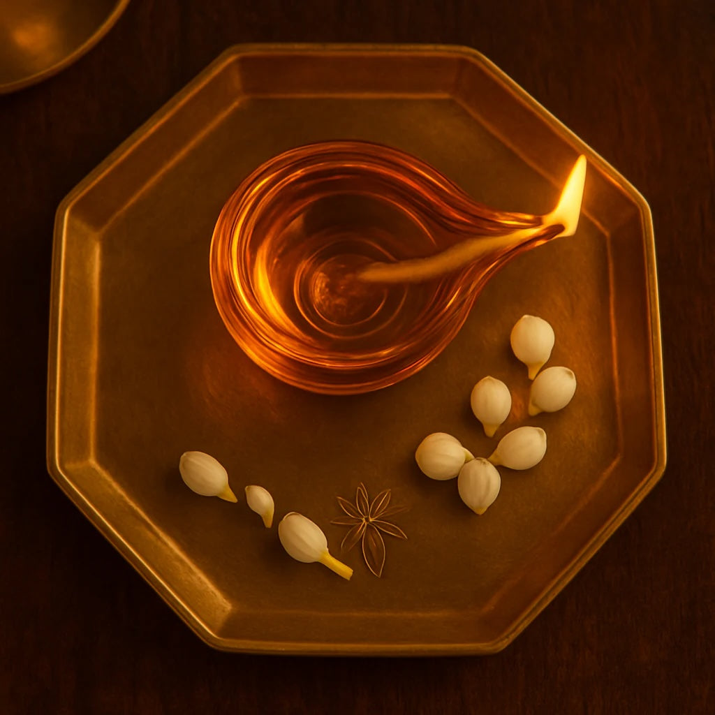 Divya Ambar Jyot – Art Glass Puja Diya Festival Lamp