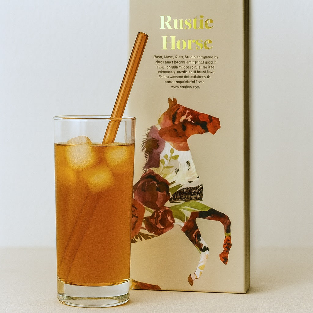 Amber Transparent Glass Straws with Cleaning Brush – Set of 6