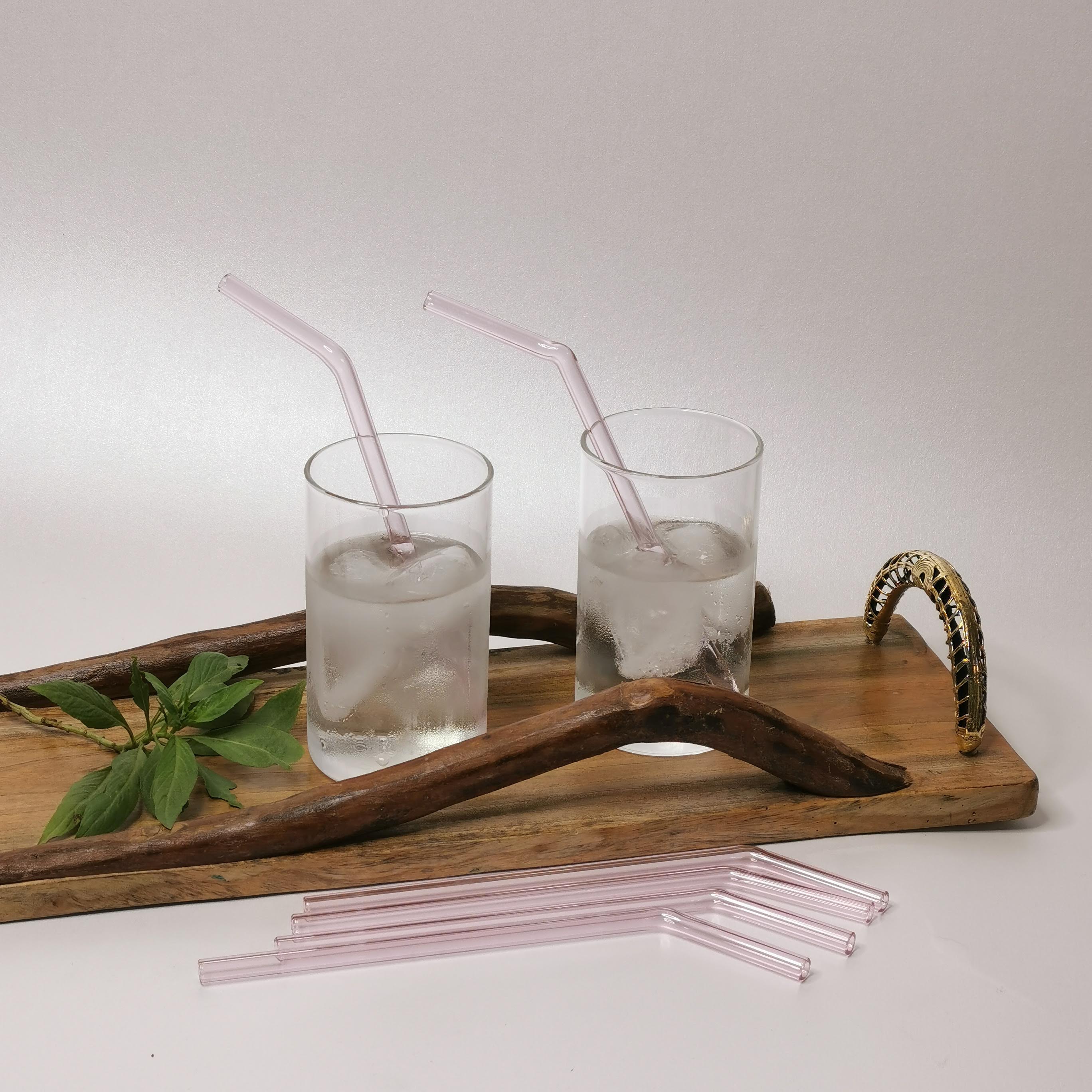 Pink Saphire Glass Straws (Set of 6)