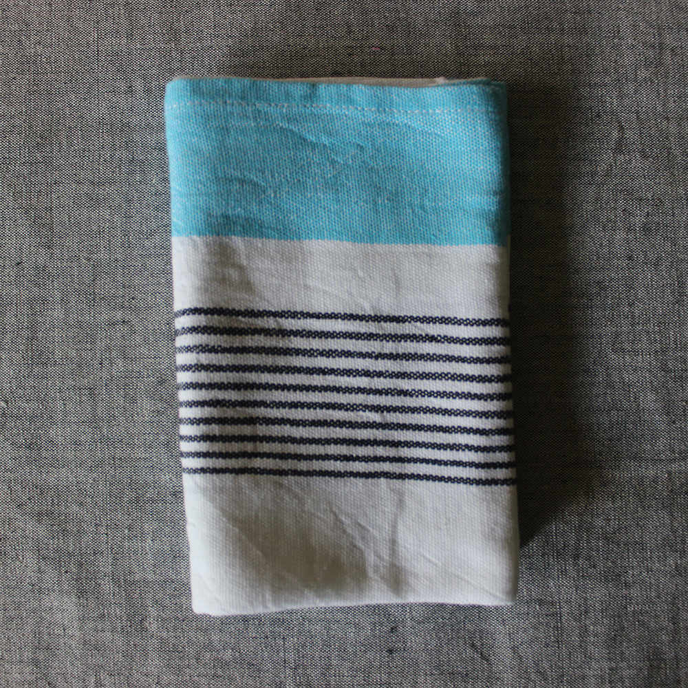 Handwoven Cotton Block Stripe Kitchen Towels