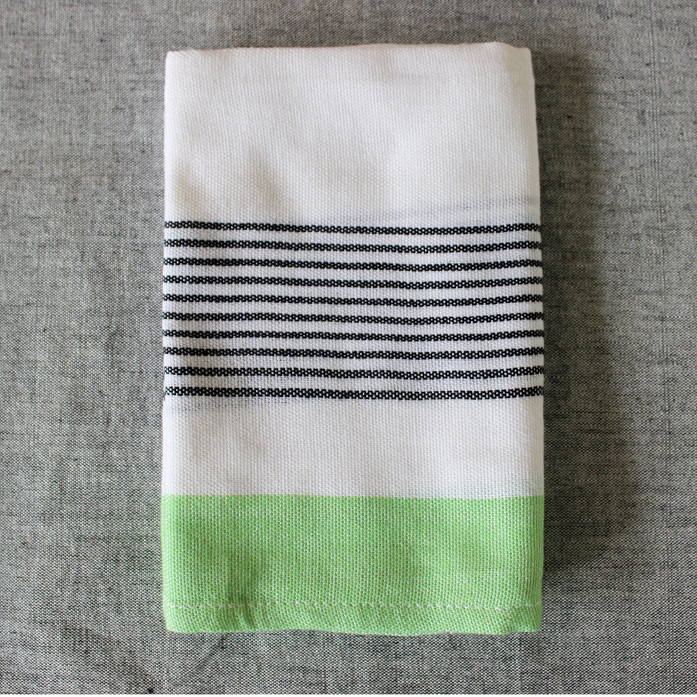 Handwoven Cotton Block Stripe Kitchen Towels