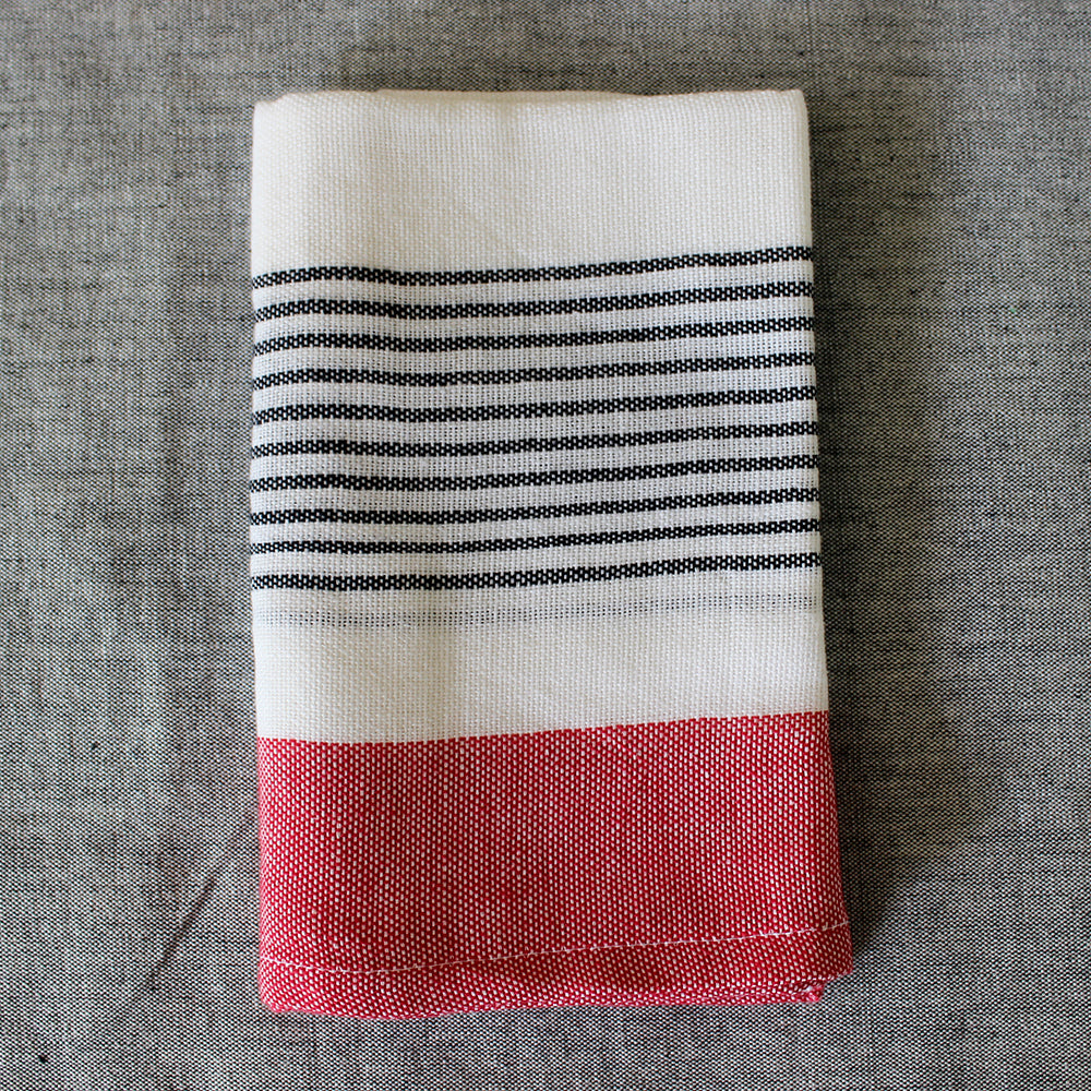 Handwoven Cotton Block Stripe Kitchen Towels