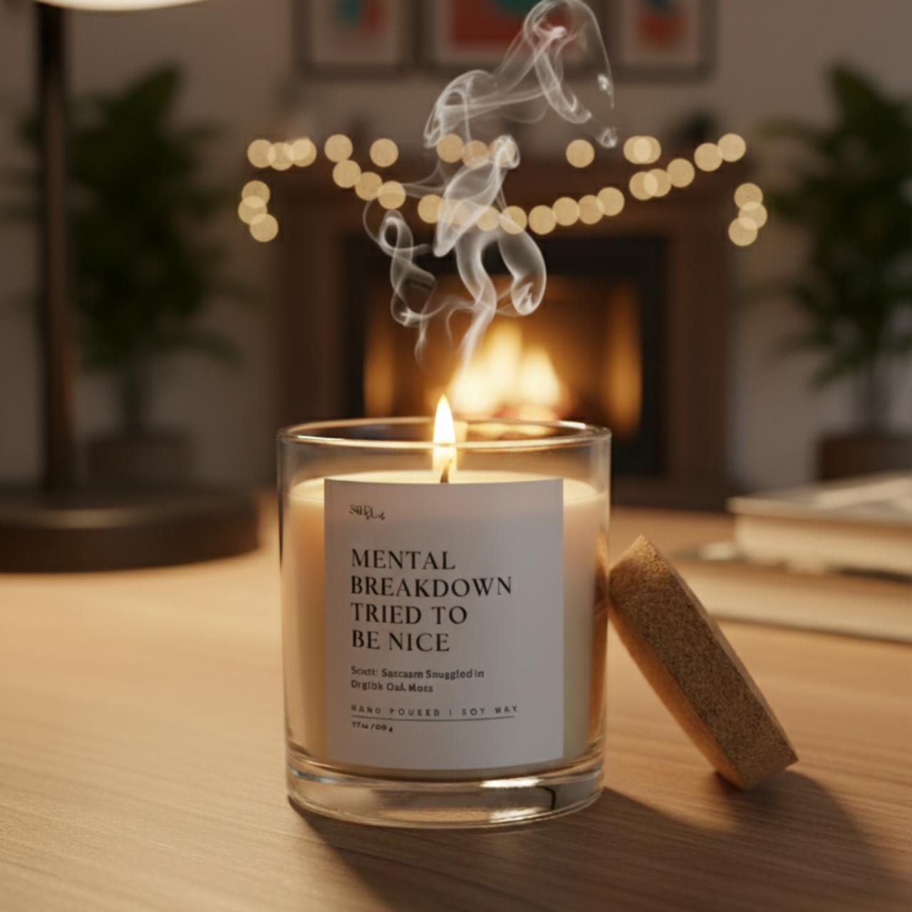 Mental Breakdown Candle- Scented with Cherry Silk