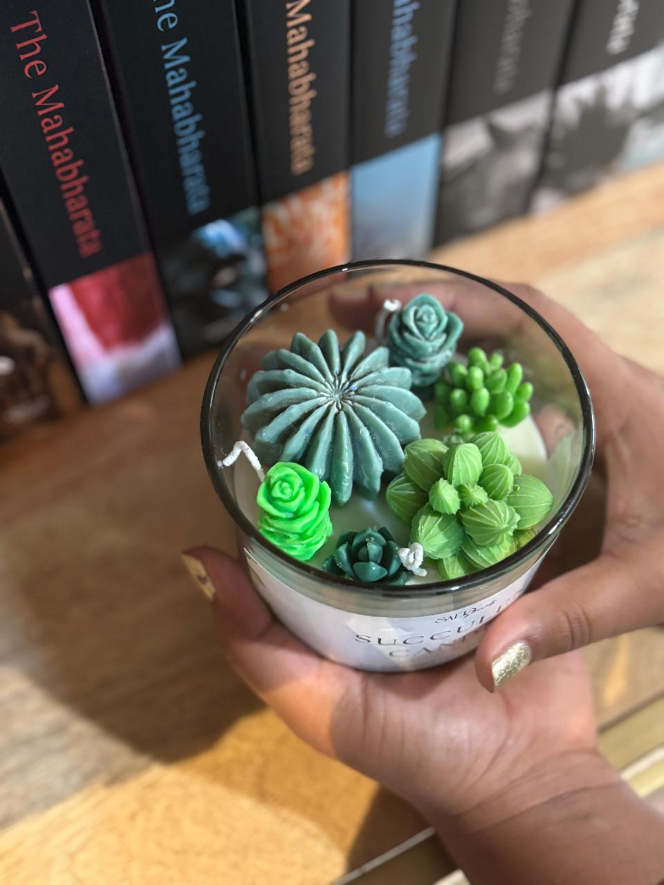 Succulent Scented Candle- Fresh Green Fragrance Home Decor