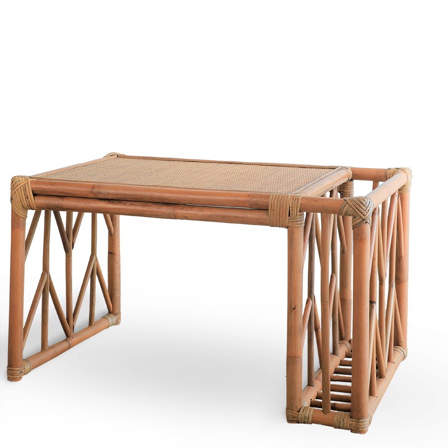 Handcrafted Natural Finish | Cane & Rattan Table