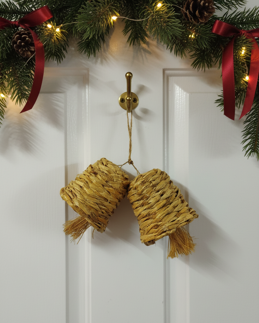 Handcrafted EcoCraft Banana Fiber Christmas Bell