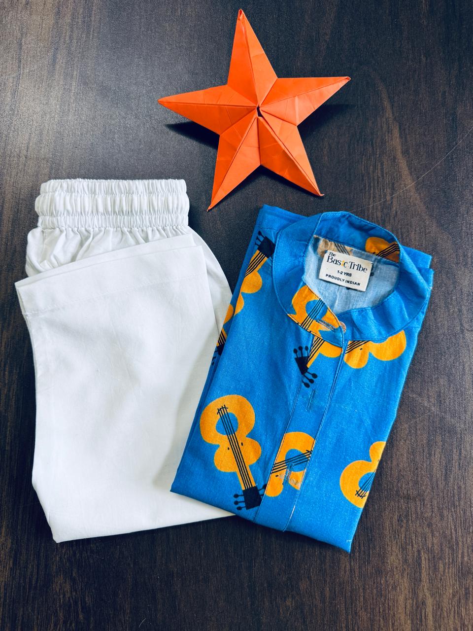 Sa Re Ga Ma Pa Kurta Set I Guitar Print Cotton Kurta Set