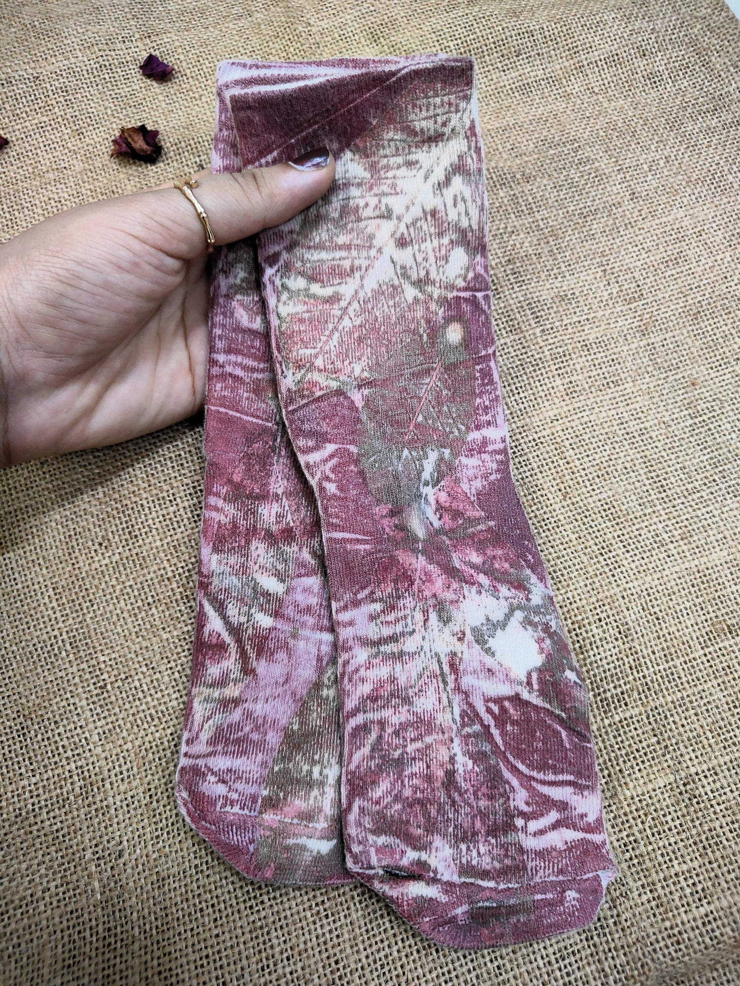 Ecoprinted Pure Cotton Socks | Naturally Dyed with Madder