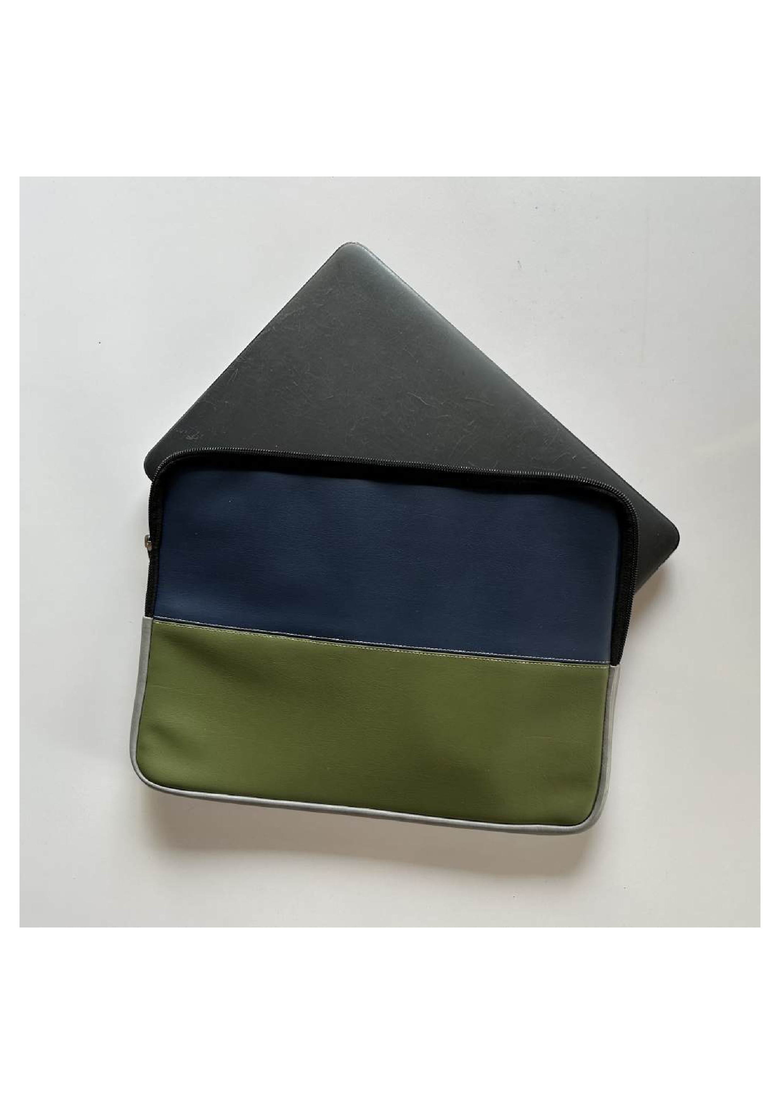 Upcycled Cloth & PU Leather Laptop Sleeve – 13 Inch |Handcrafted Cover