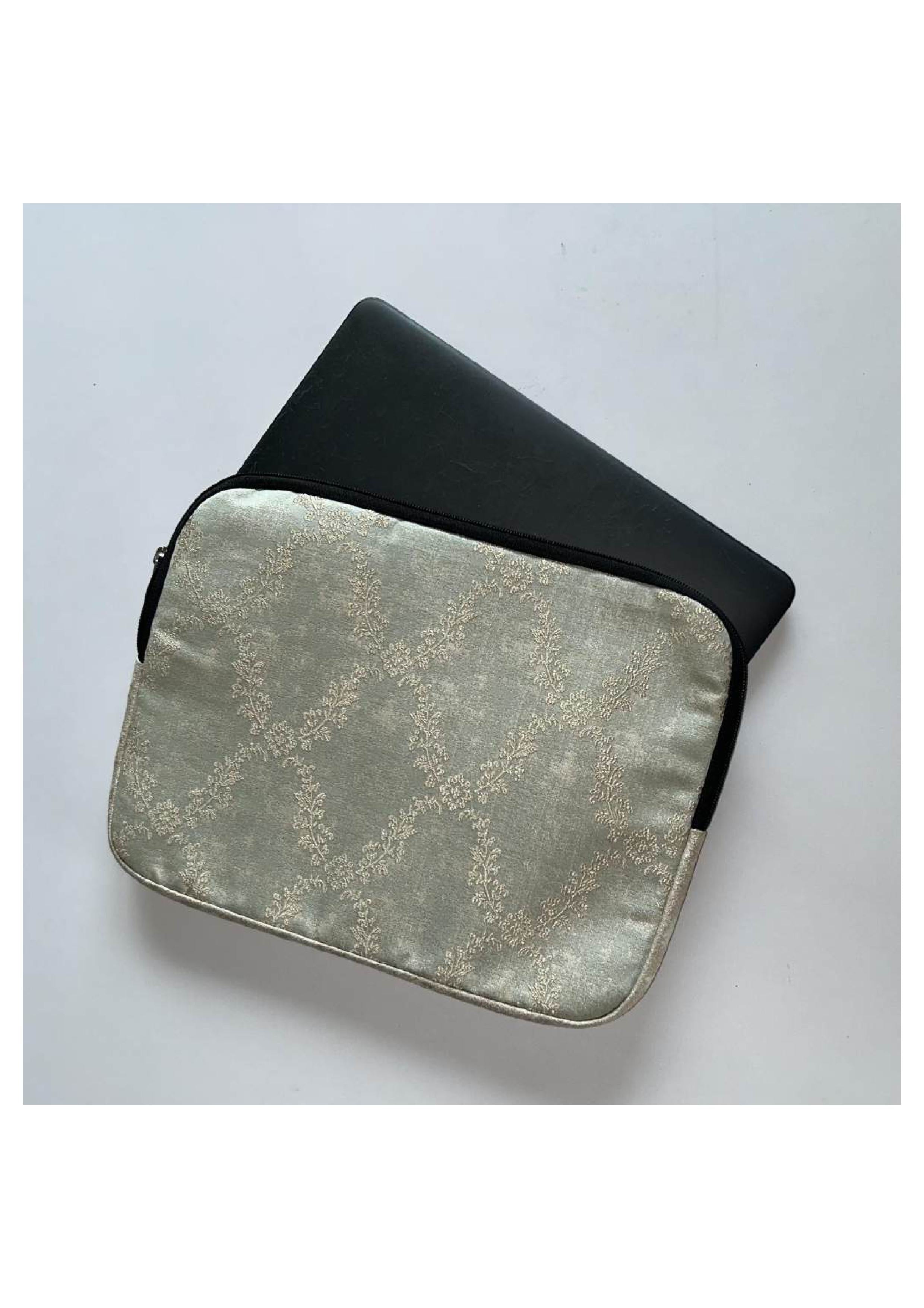 Upcycled Cloth & PU Leather Laptop Sleeve – 13 Inch |Handcrafted Cover