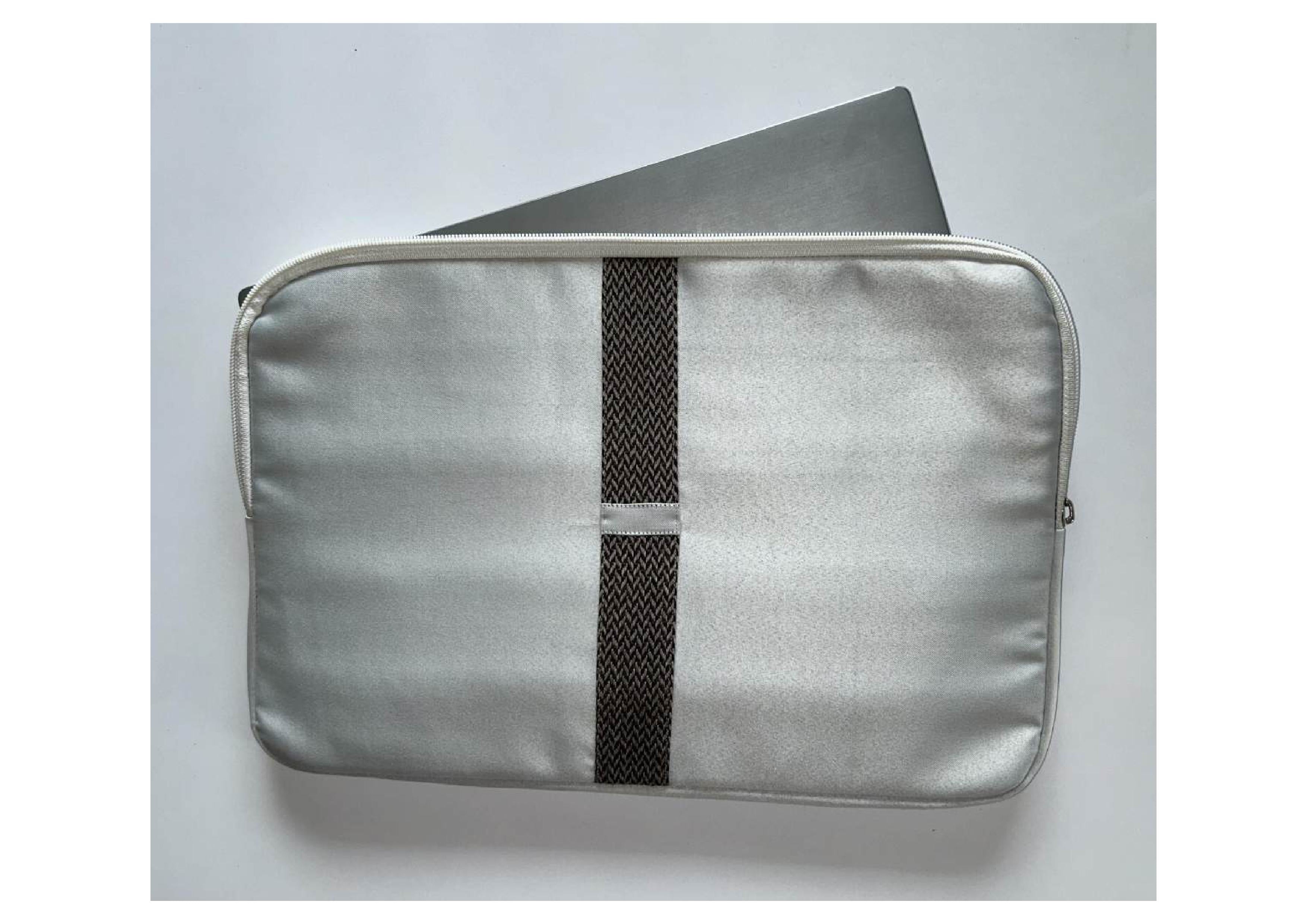 Handcrafted Cloth & PU Leather Laptop Sleeve -15 Inch | Work Essential