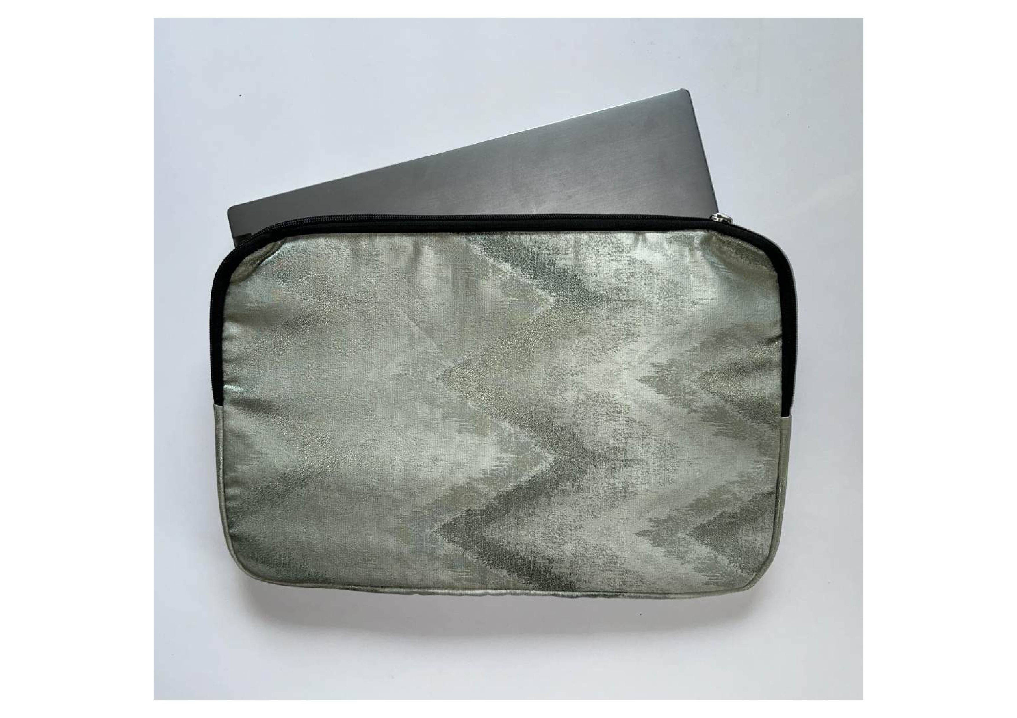 Handcrafted Cloth & PU Leather Laptop Sleeve -15 Inch | Work Essential