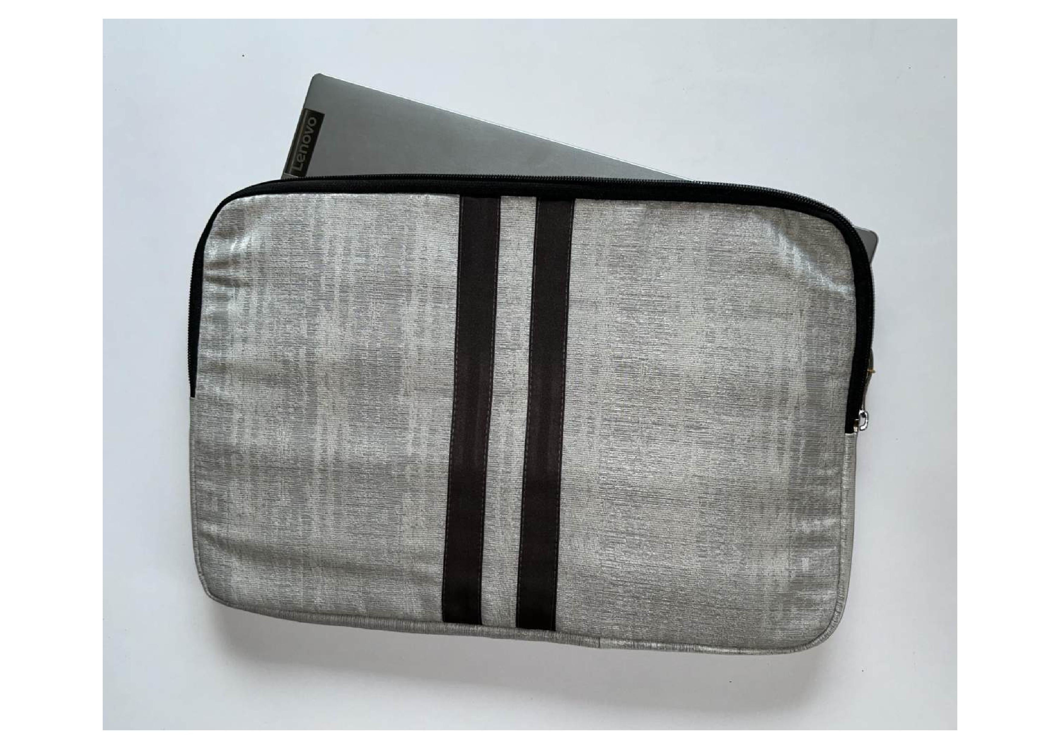 Handcrafted Cloth & PU Leather Laptop Sleeve -15 Inch | Work Essential