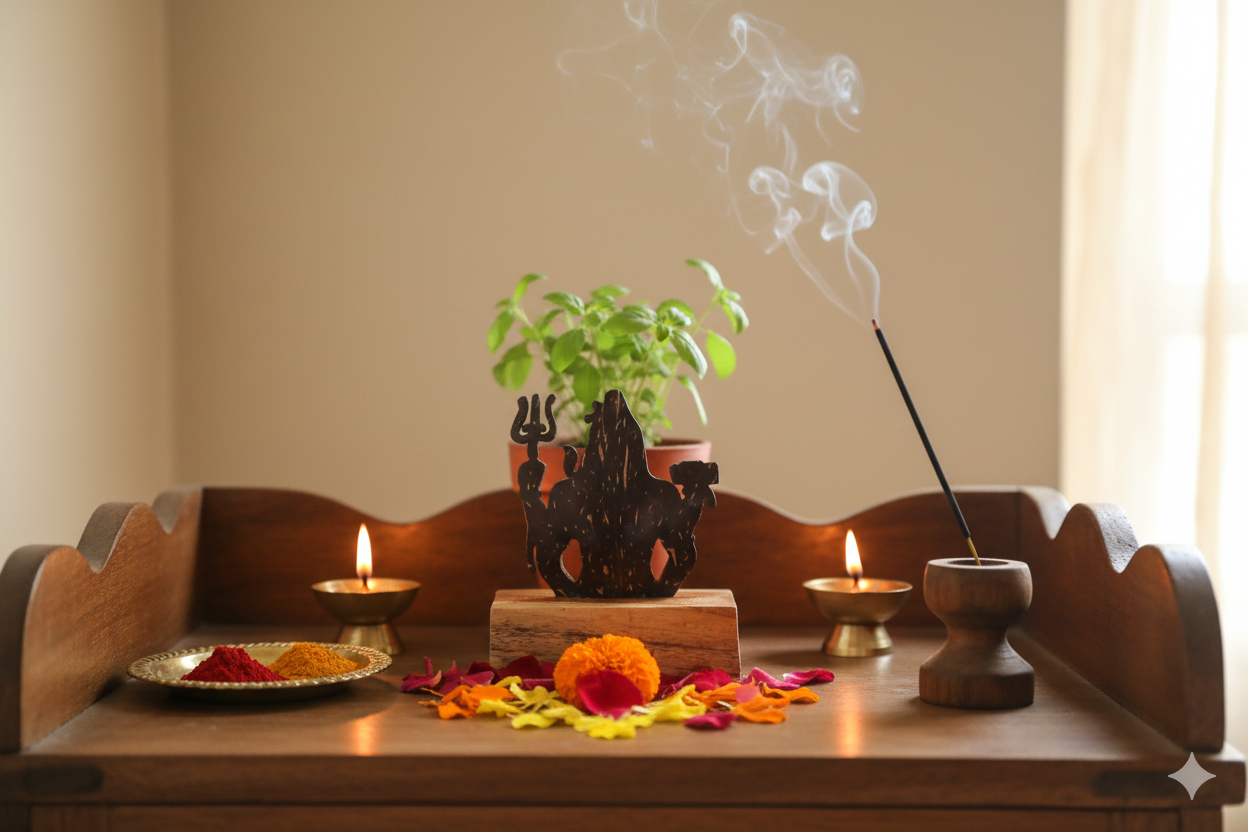 Handcrafted Coconut Shell Shiva Statue | Eco-Friendly Temple Decor