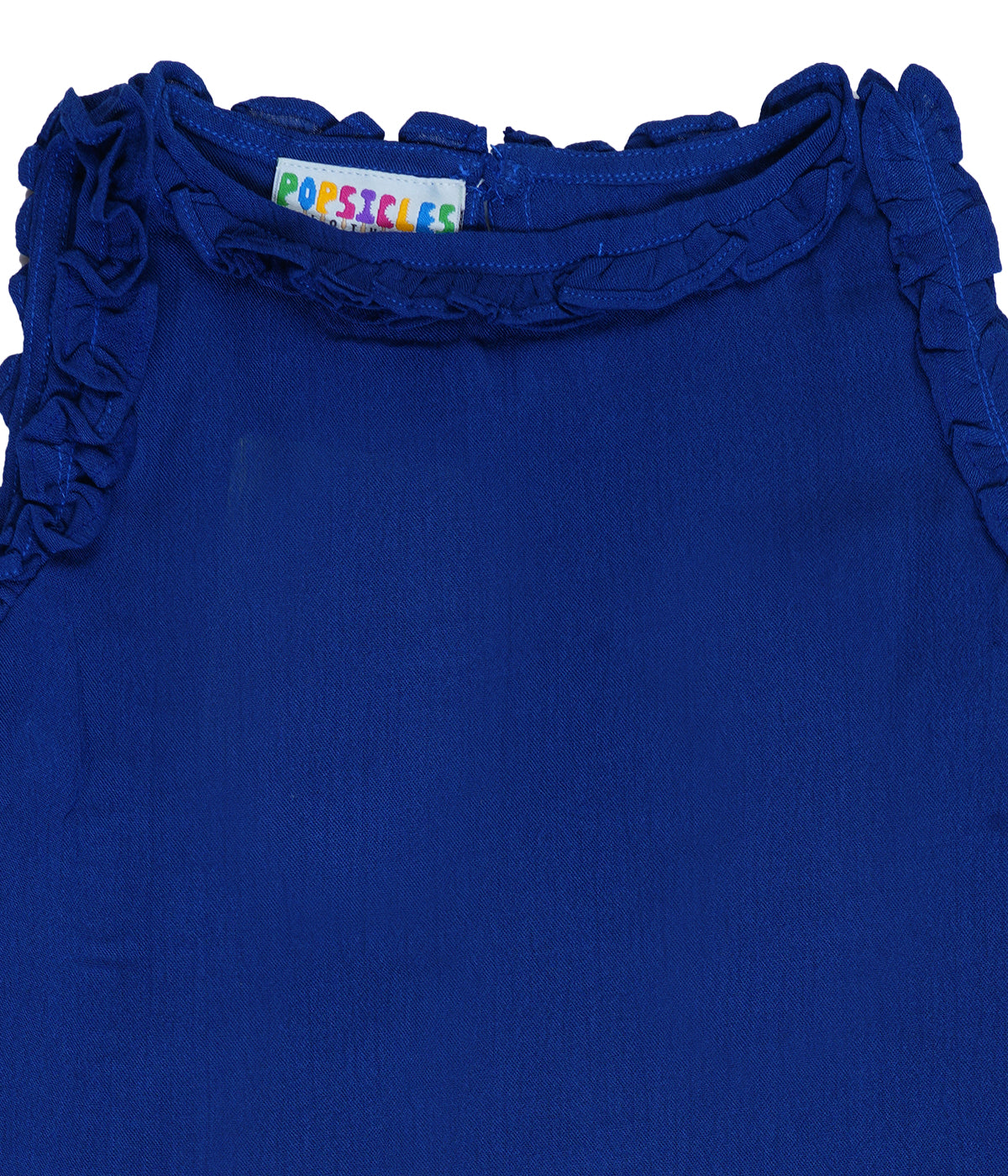 Royal Blue Top & Printed Shorts Set For Girls | Regular Fit