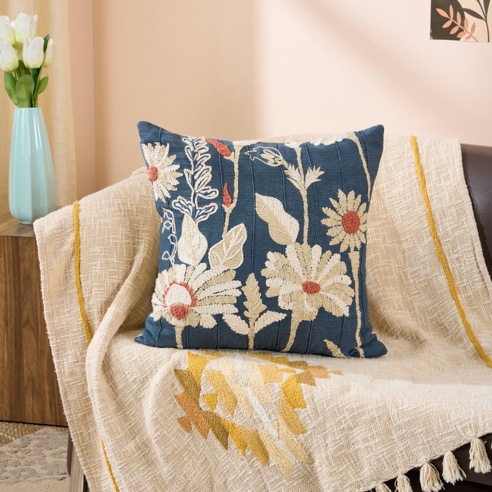 Jcobean Multi Luxe Cotton Cushion | Textured Luxury Decor