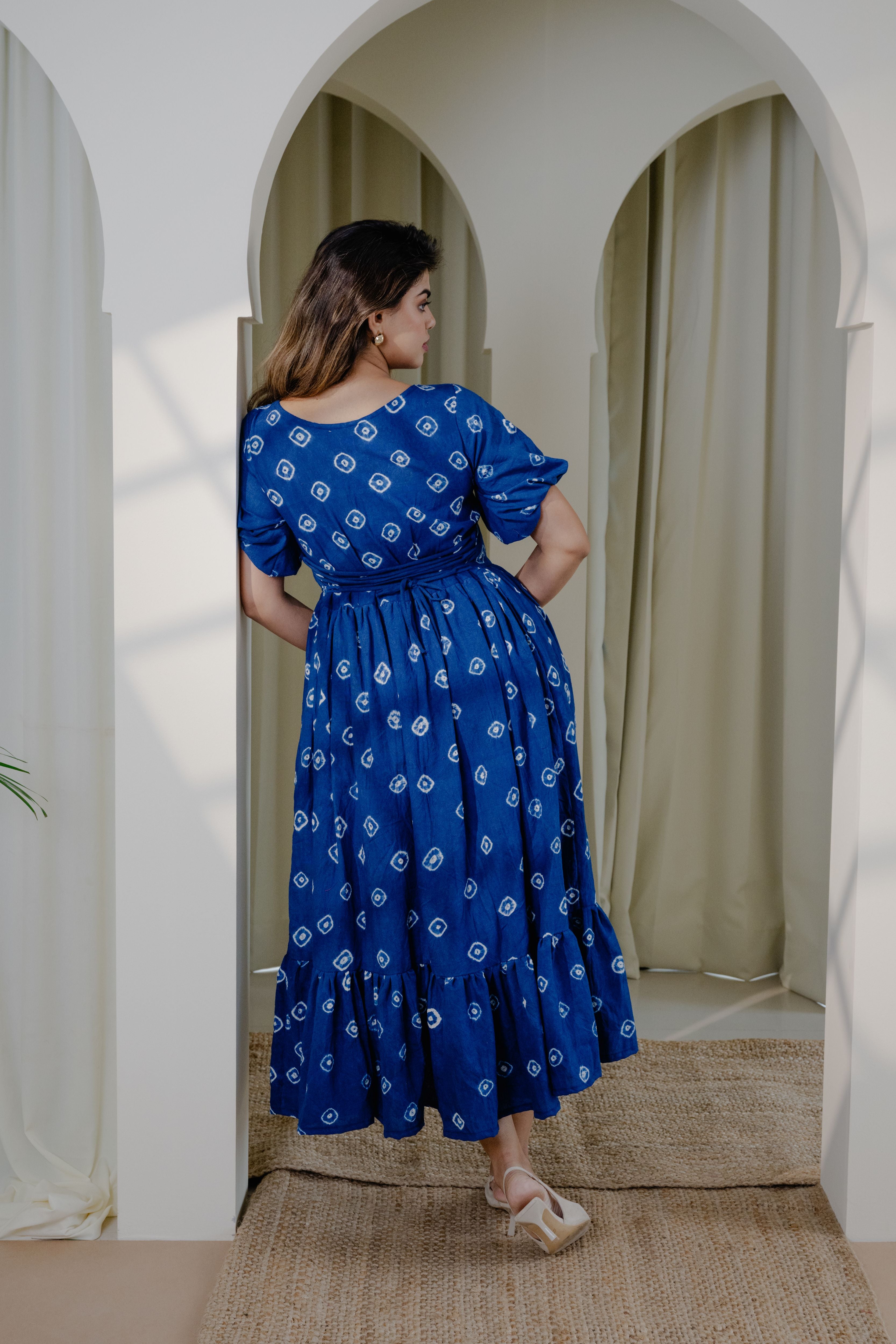 Iris Ankle Length Dress in Kala Cotton for Women