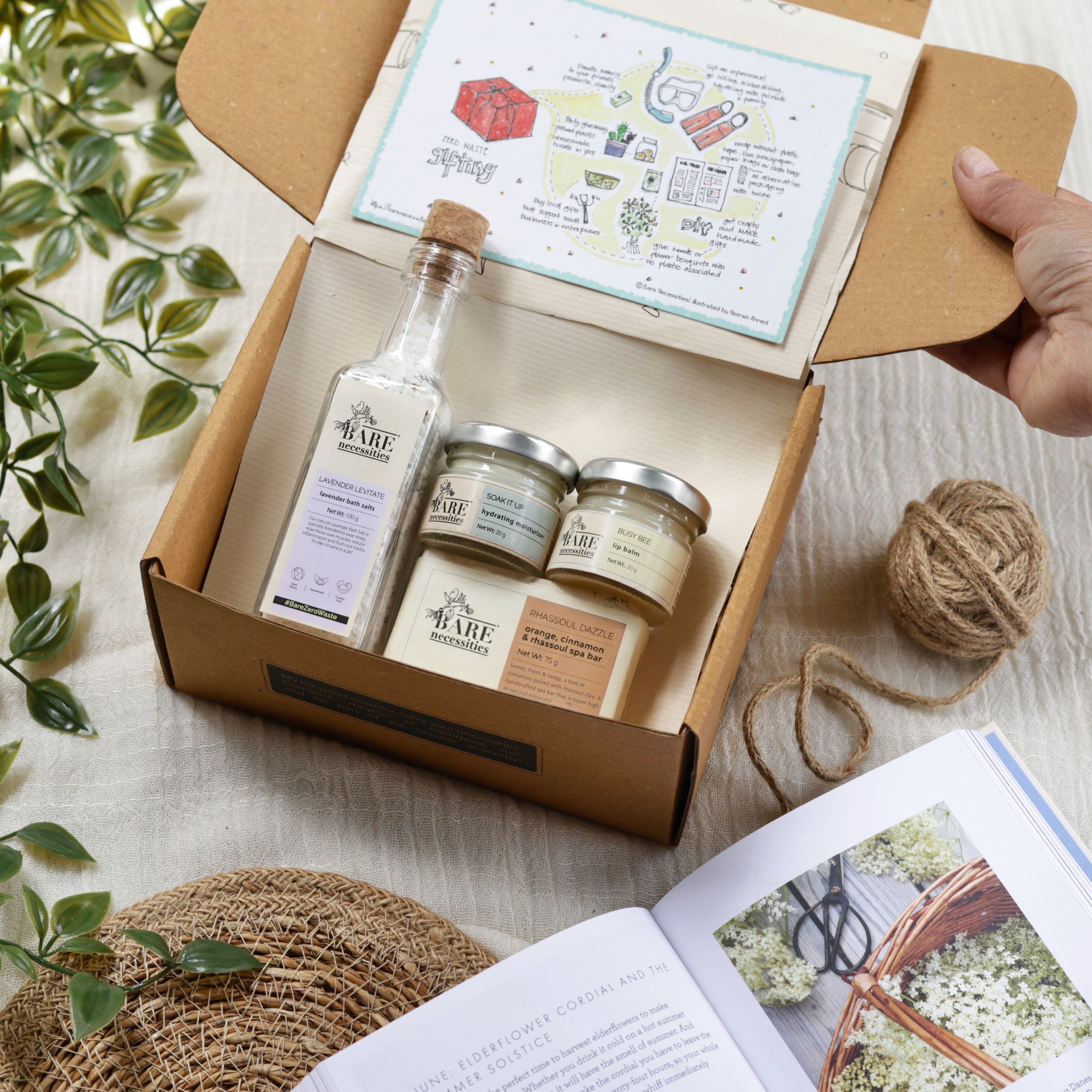 Handcrafted Gift Set- Bath Salt, Handmade Soap, Lip Balm, Moisturizer