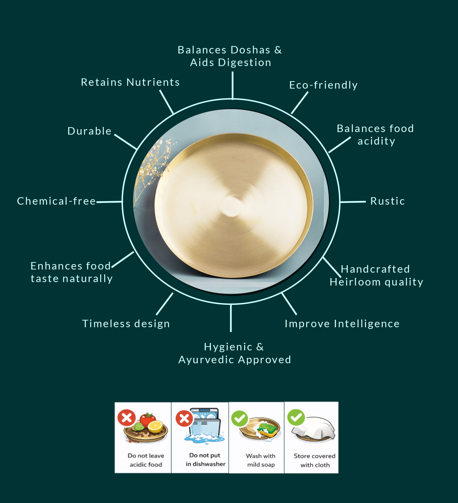 Matt Finish Bronze Handmade Thali Plate Large