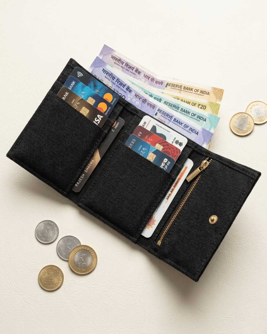 Hemp Plain Trifold Unisex Wallet Eco Friendly Minimal Wallet