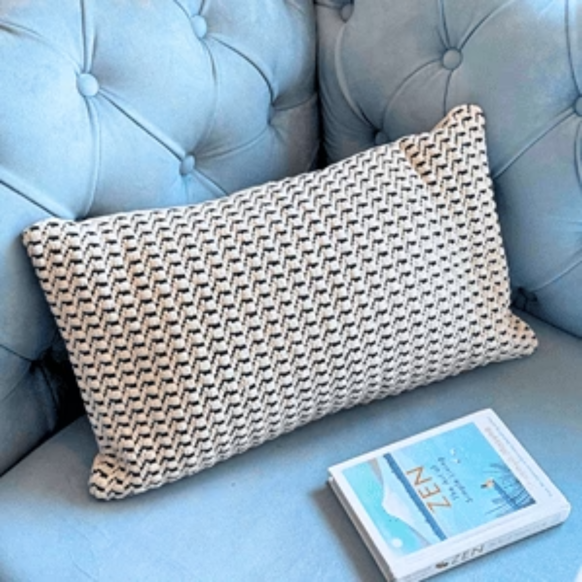 Braided Oblong Cushion Cover Textured Cotton Decorative Cover