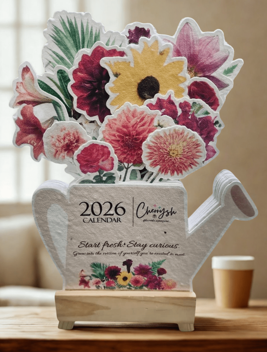 2026 Plantable Bouquet Calendar Seed Paper Eco Friendly Calendar – Stationary on Brown Living™. SKU: CAL-FLWR-6211. Img 2.