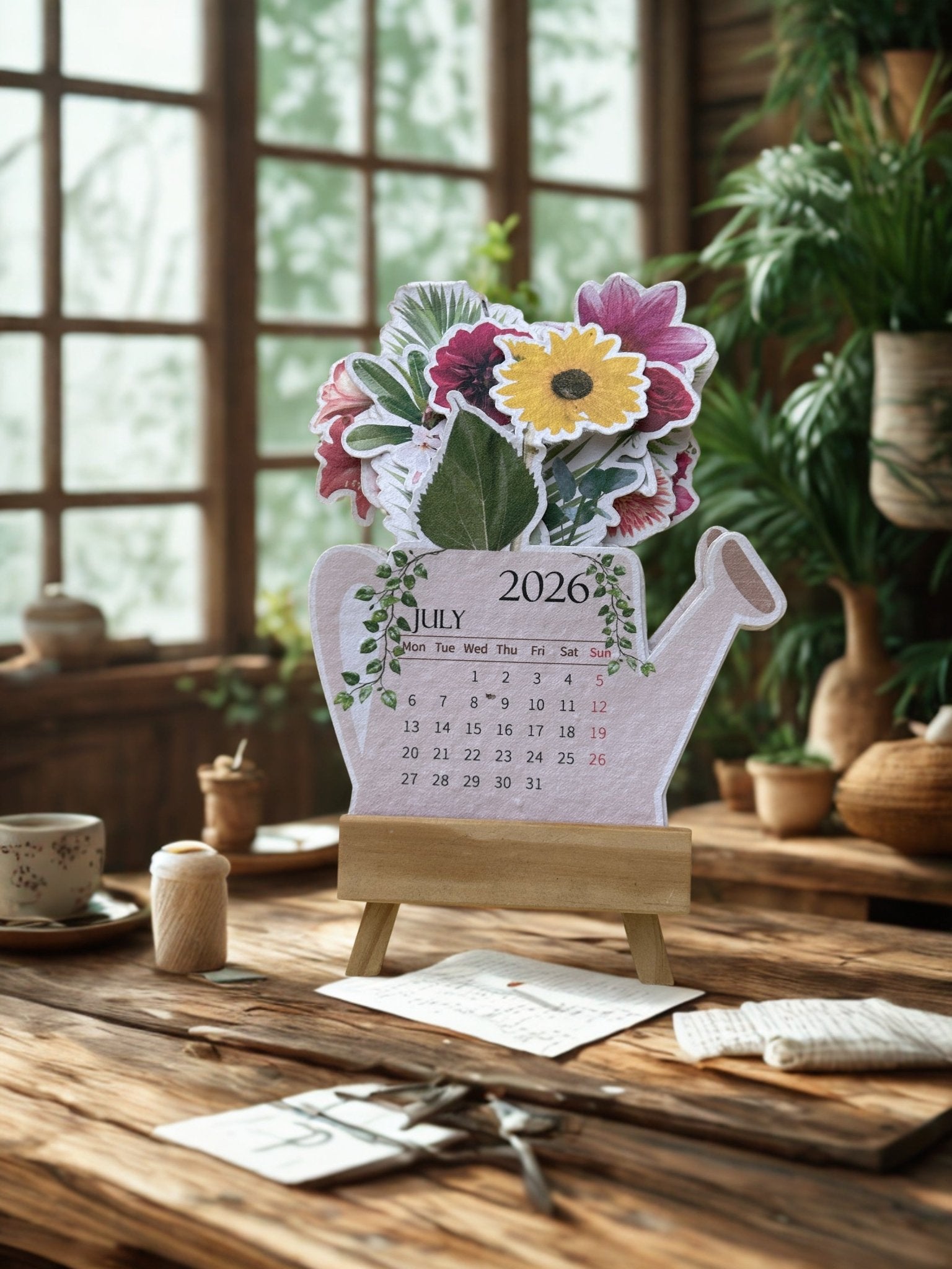 2026 Plantable Bouquet Calendar Seed Paper Eco Friendly Calendar – Stationary on Brown Living™. SKU: CAL-FLWR-6211. Img 1.