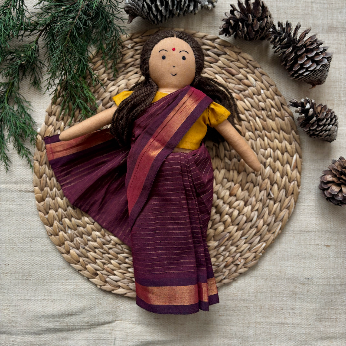 Nilah Amma Maroon Saree Doll – Single Doll