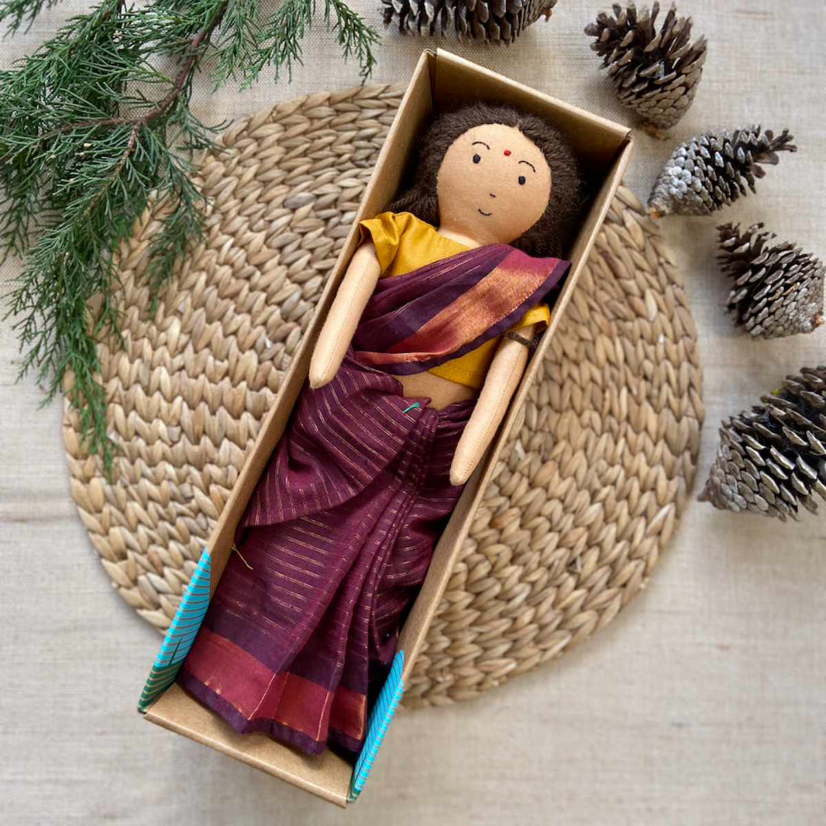 Nilah Amma Maroon Saree Doll – Single Doll